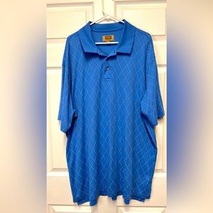 Foundry Quick Dry 4XLT Polo, Carolina Blue Argyle - EUC